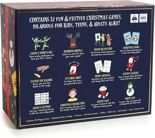 Vista 3 de Gutter Games 12 juegos de Navidad - Paquete de noche de juegos familiares para niños y adolescentes - Divertidos juegos de fiesta de Navidad