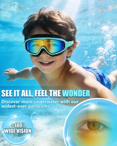 Vista 3 de Aegend Gafas de natación para niños y jóvenes de 3 a 14 años – Paquete de 2 gafas de visión clara antivaho anti-UV para natación