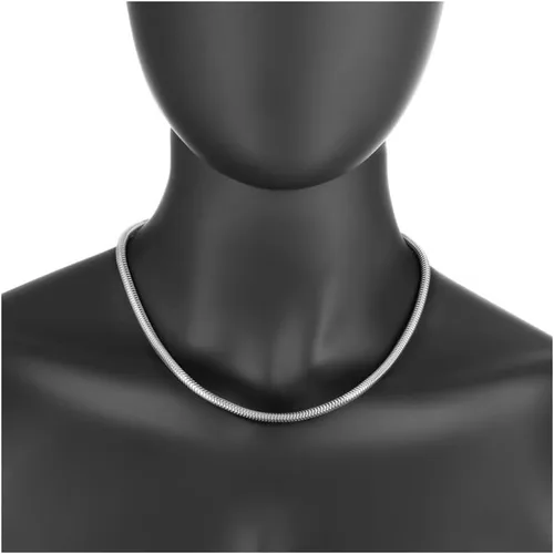 Vista 23 de Plata de ley 0.079 in (2 mm), 0.098 in (2.5 mm), 0.118 in (3 mm), 0.157 in (4 mm), 0.197 in (5 mm), cadena de serpiente redonda, collar de cadena