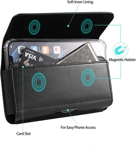 Vista 2 de Funda de piel sintética para teléfono celular con clip para cinturón, compatible con iPhone 17 Air 16 Plus Galaxy S26+ S25+ S25 FE S25 FE Note 20