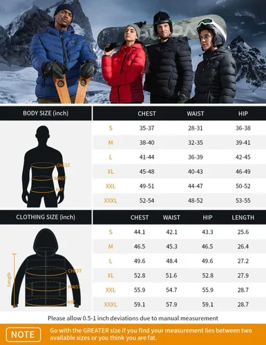 Vista 6 de Chaqueta térmica para hombre con batería de 12 V y guantes calentadores de manos, chaqueta con capucha aislante de calefacción eléctrica