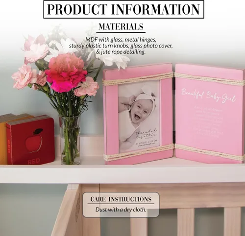 Vista 2 de Pavilion Gift Company - Baby Girl - Marco de fotos vertical de 4 x 6 pulgadas para baby shower, regalo para decoración de guardería, regalo