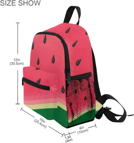 Vista 8 de Mochila escolar para niños pequeños, mochila escolar para niños y niñas, guardería, escuela, jardín de infantes, Sandía, Moderno