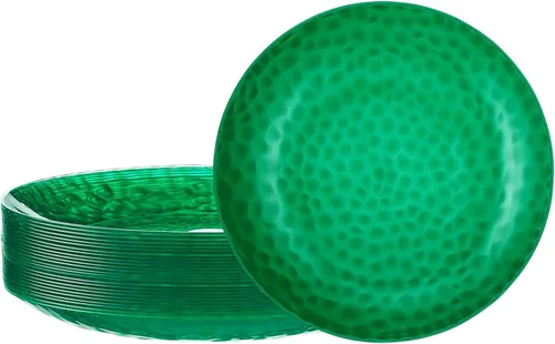 Vista 19 de PLASTICPRO Paquete de 30 platos de plástico martillado, platos de plástico desechables pesados, elegantes platos de fiesta transparentes martillados