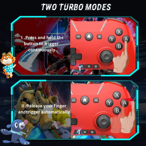 Vista 4 de Bluetooth Controller for SwitchMacPCSteamMobile PhoneiOSAndroidTViPadTableApple Arcade MFi Games, switch pro controller wireless with Adjustable