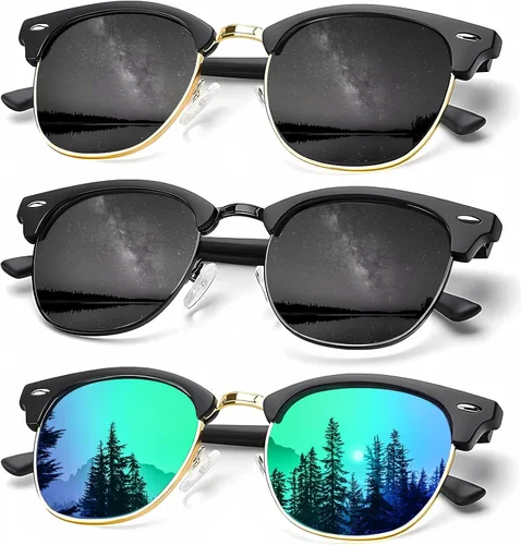 Vista 6 de KALIYADI - Gafas de sol polarizadas para hombres y mujeres unisex, marco semirretráctil, estilo retro, para conducir, con bloqueo UV