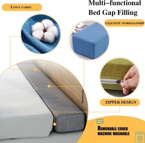 Vista 2 de Relleno de espacio para cama de 39 x 2 x 6 pulgadas, relleno extensor de colchón para espacio de cabecero, cojín de cabecero de grietas para espacio