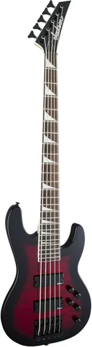 Vista 4 de Jackson JS Series - Bajo de concierto de 5 cuerdas JS3VQ, explosión roja transparente, diapasón de amaranto