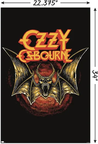 Vista 3 de Ozzy Osbourne - Póster de pared con logotipo de murciélago, 34 pulgadas de largo x 22.4 pulgadas de ancho, versión sin marco