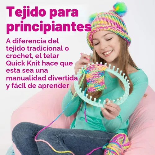 Vista 2 de Creativity for Kids Kit de telar de punto rápido Aprende a tejer un sombrero colorido o funda con un telar fácil Relajante manualidades