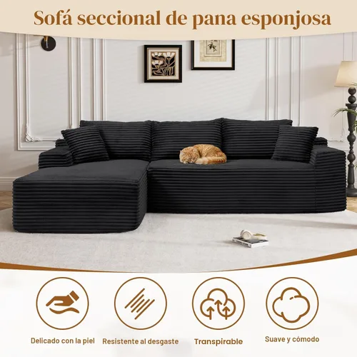 Vista 6 de Sofás seccionales de nube deshuesada de 95 pulgadas para sala de estar, cómodo y esponjoso sofá de espuma viscoelástica en forma de L, sofá modular