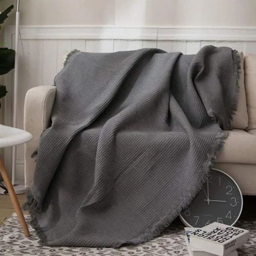 Vista 3 de SVIO-SOFACOVER - Manta de algodón con flecos para sofá, funda rústica de punto, reversible, 53.9 x 72.0 in