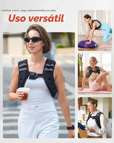 Vista 5 de ZELUS Chaleco con peso, chaleco de peso de 6 libras, 8 libras, 12 libras, 16 libras, 20 libras, 25 libras, 30 libras, con rayas reflectantes