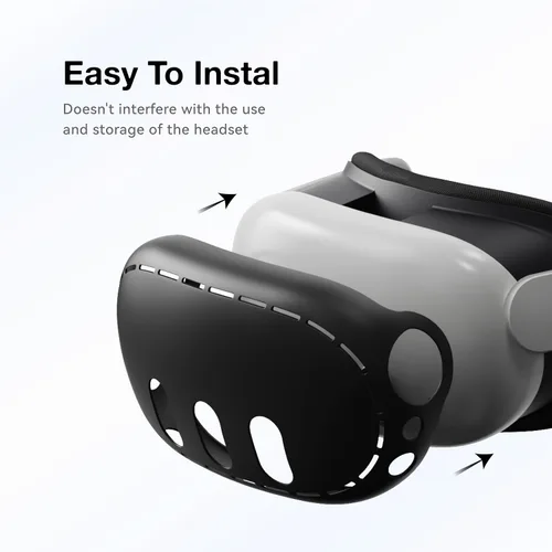 Vista 5 de VR Shell Cover Skin for Meta Quest 3 Headset Accessories, VR Headset Protector for Oculus Quest 3 VR Headsets (Silicone Black)