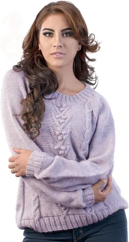 Vista 2 de Intialpaca London - Sudadera de mujer con cuello redondo, color morado