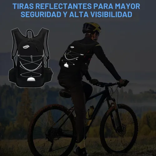 Vista 6 de Mochila de hidratación de 20 L, ligera, transpirable, con bolsa de agua de 2 L, correas ajustables para el pecho, chaleco de hidratación para Negro