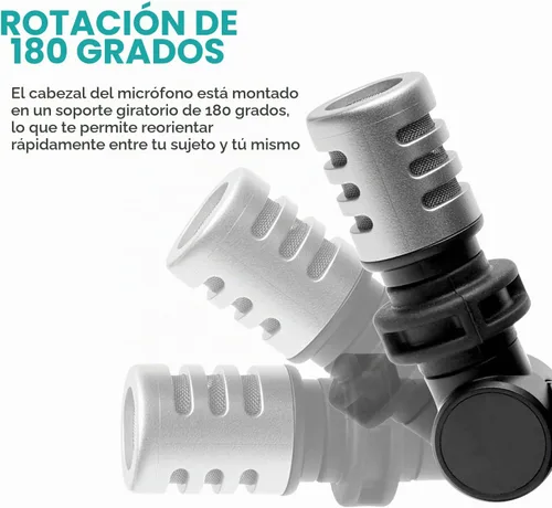 Vista 4 de Movo MA5SP - Micrófono de escopeta TRRS de 0.138 in para dispositivos iPhone o Android, micrófono omnidireccional para teléfono con rotación