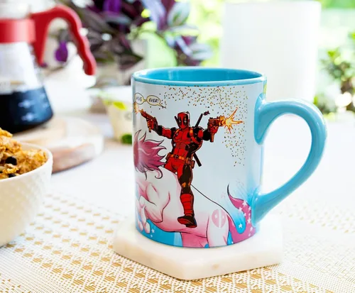 Vista 7 de Deadpool Marvel Comics Best Mug Ever - Taza de café sin BPA para expreso, té, cacao, capacidad para 14 onzas