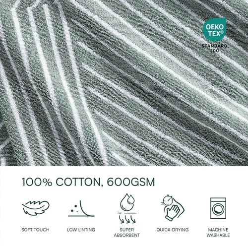 Vista 4 de Lacoste Guethary - Toalla de baño 100% algodón a rayas, aloe, 30 x 54
