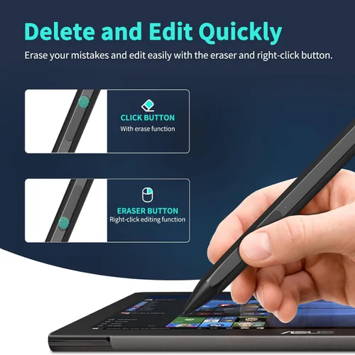 Vista 5 de Lápiz óptico para ASUS Transformer/Mini/ASUS Zenbook Flip/Pro/ASUS Vivobook Flip/Pro/Duo/ASUS Notebook, lápiz inclinable recargable MPP 2.0 con 4096