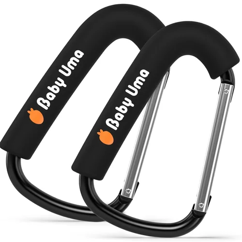 Vista 13 de Baby Uma Ganchos de cochecito para bolsas (paquete de 2) – Clips y ganchos universales para cochecito, antideslizantes con apertura con una sola