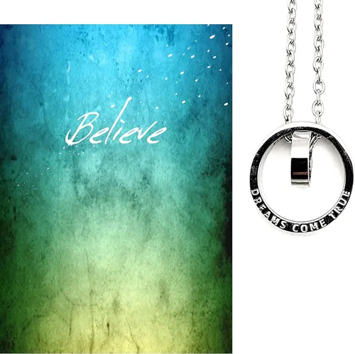 Vista 2 de Smiling Wisdom - Juego de regalo de tarjeta de felicitación y collar Believe Dreams Come True - Hija, nieta, mujer, amiga, hermana, graduación