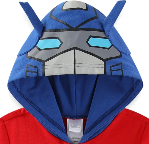 Vista 3 de Disfraz de Transformers de Hasbro: sudadera con capucha con cremallera para niños grandes, Optimus Prime y Bumblebee Rojo