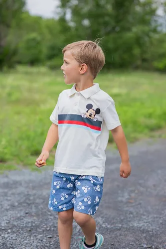Vista 6 de Disney Conjunto de camisa polo y pantalones cortos de El Rey León Mickey Mouse Cars, de niño pequeño a niño grande Blanco / Azul