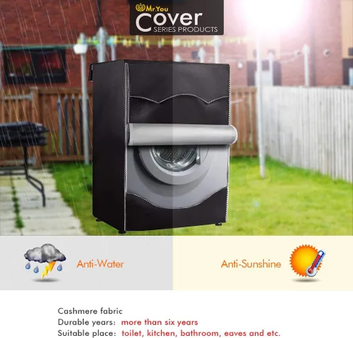 Vista 4 de Cubierta de lavadora, cubierta de lavadora/secadora para máquina de carga frontal impermeable a prueba de polvo (XXL, negro) Waterproof front-load