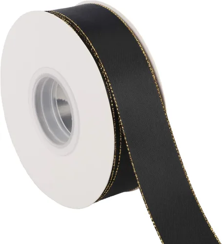 Vista 7 de ITIsparkle Cinta de satén de doble cara de 1 pulgada de 25 yardas con bordes dorados, 1 pulgada x 25 yardas - naranja otoñal