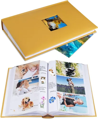 Vista 7 de 1DOT2 Álbum de Fotos 4x6 Capacidad para 402 Fotos con Bolsillos Deslizantes con Memo, Libro de Fotos, Cubierta de Lino, Álbumes de Fotos con Espacio