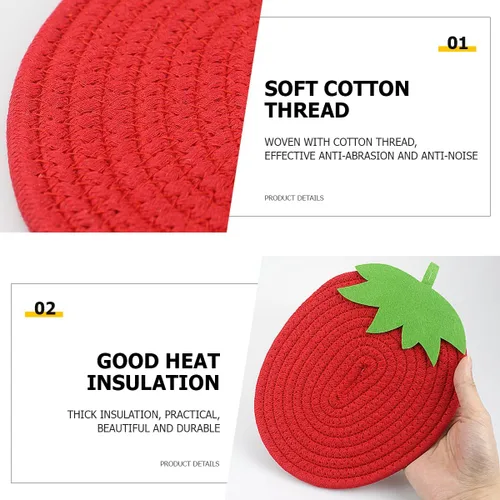 Vista 3 de 2 manteles individuales resistentes al calor con forma de madera de hilo de algodón para cocina, salvamanteles de tela resistente a la cocina