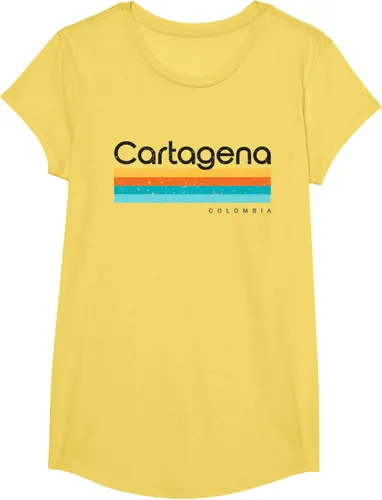 Vista 55 de Camiseta vintage de Cartagena Colombia con diseño retro, Blanco, S
