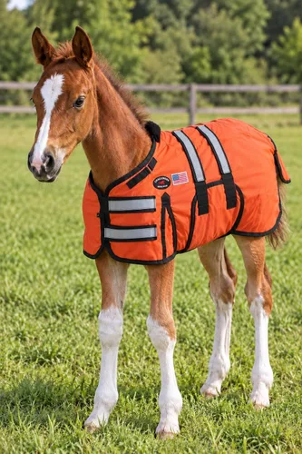 Vista 3 de 36-42 (mediano) 1680D Miniatura Weanling Donkey Pony Horse Foal Manta de invierno 519TS01OR Naranja