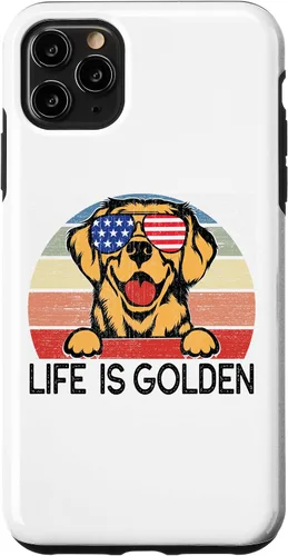 Vista 4 de Carcasa dorada para iPhone 12 mini Golden Retriever Dogs Life is Golden