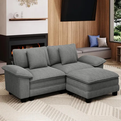 Vista 15 de MIXPATIO Sofá seccional modular en forma de L de 4 asientos de 124 pulgadas Topo
