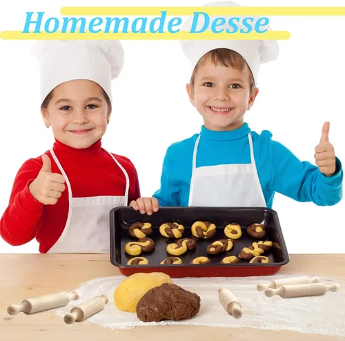 Vista 6 de Suclain 15 rodillos pequeños de madera para cocina, para hornear masa pequeña para niños, fondant, pastelería, pizza, manualidades y juego