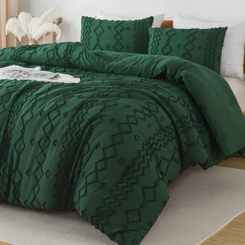 Vista 14 de Andency Edredón individual caqui, ropa de cama geométrica copetuda de 2 01 - Caqui