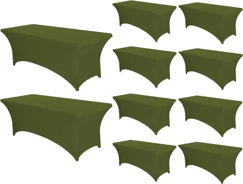 Vista 47 de PTC21B - Juego de 6 manteles elásticos de 6 pies, color negro, rectangular, ajustable, lavable, de elastano, para fiestas, bodas, cócteles