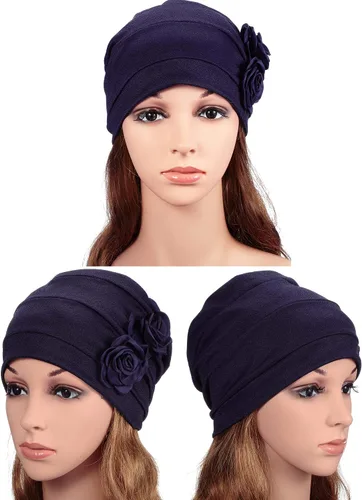 Vista 6 de 6 gorras de turbante para mujer, gorro vintage, bufanda elástica para la cabeza