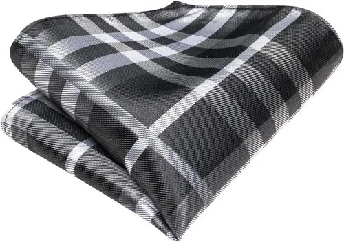 Vista 295 de Hi-Tie Corbata clásica de cachemira para hombre con pañuelo y gemelos a cuadros
