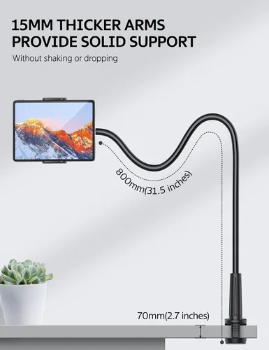 Vista 3 de SHAWE Soporte de teléfono con cuello de cisne, soporte flexible para tableta para cama, soporte de brazo perezoso ajustable 360 para iPad Air Pro