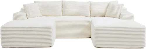 Vista 9 de Sofá seccional Cloud de 108 pulgadas, sofá seccional modular moderno con asiento profundo, sofás de pana sin estructura con chaise en forma de L