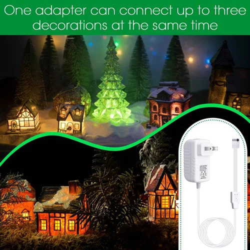 Vista 4 de 2 adaptadores de corriente de 4.5 V compatibles con accesorios iluminados Lemax, adaptador de corriente CA y CC para luces de pueblo de Navidad