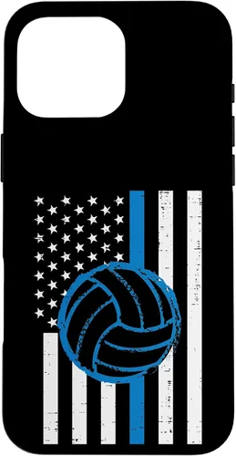 Vista 19 de US Flag Blue Line Volleyball Vintage Patriotic Police Cop Case for iPhone 17