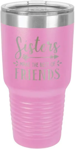 Vista 20 de SISTERS MAKE THE BEST OF FRIENDS Vaso negro de 30 onzas con popote y tapa superior deslizante Taza de viaje de acero inoxidable Comparar