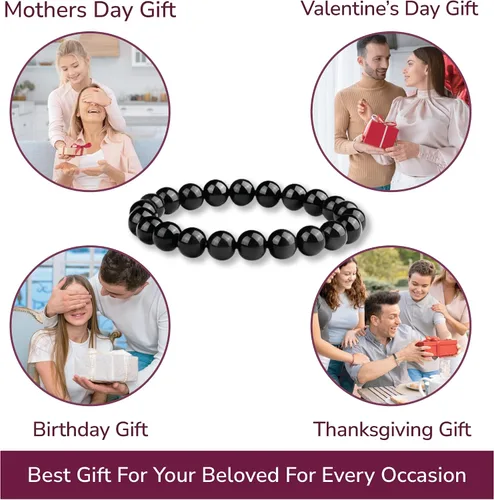 Vista 121 de Crystal Vibe Pulseras de cuentas de 0.315 in para mujeres y hombres, pulseras de cristal con piedras preciosas naturales, tamaño elástico ajustable