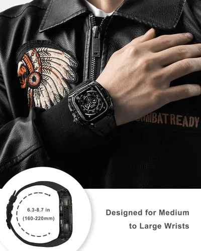 Vista 4 de Funda resistente con correa para Apple Watch, funda translúcida resistente con correa deportiva militar para hombre, grado táctico, a prueba