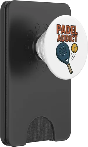 Vista 8 de Padel Addict - Fun, Funny Retro Tennis Racket Ball PopSockets Adhesive PopGrip