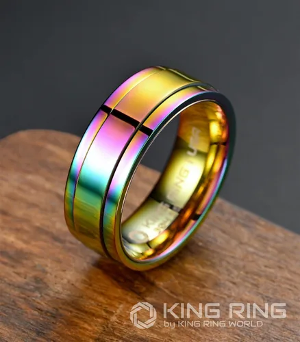 Vista 2 de King Ring Anillos giratorios ultra pulidos de 0.315 in Anillos de acero inoxidable planos brillantes de alta calidad para hombres y mujeres
